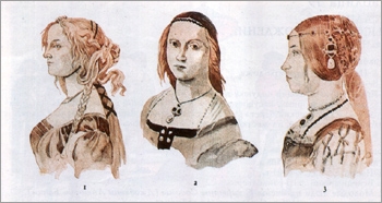 Прически 1470 - 1500 гг. 